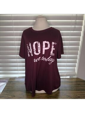 Plus Size Burgundy Graphic T-Shirt NOPE Not Today 0XL